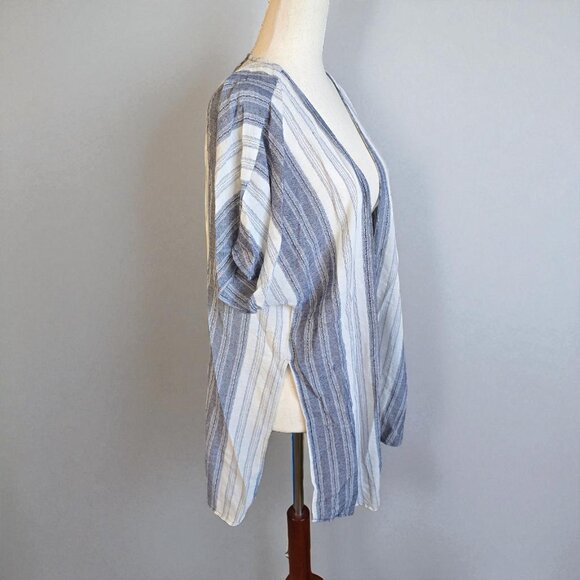 Maurices Cover Up Women Small Gray Beige Stripes Swimsuit Coverup Beach Summer - Picture 2 of 11